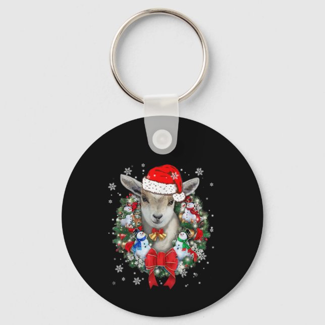 Goat Christmas Ornament Decoration Gift Xmas Gift Keychain (Front)