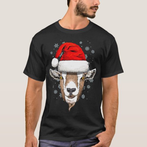 Goat Christmas Santa Hat Xmas Gifts Kids Boys Girl T_Shirt