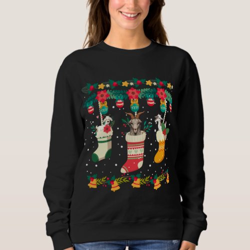 Goat Christmas Socks X mas Lights Pajama Matching  Sweatshirt