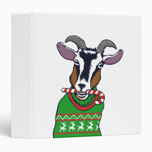 Goat Christmas Sweater 3 Ring Binder