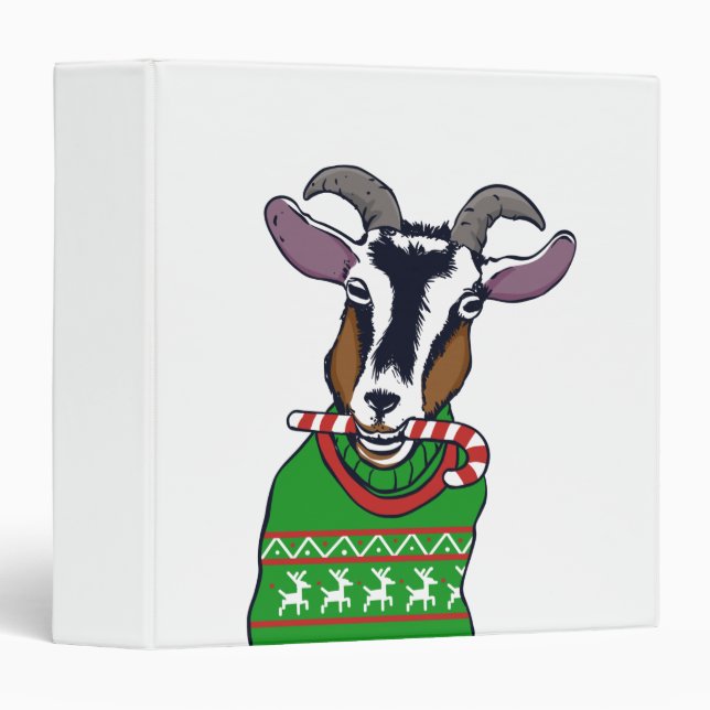 Goat Christmas Sweater 3 Ring Binder (Front/Spine)