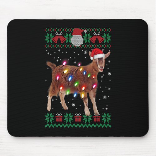 Goat Christmas Sweater Goat Christmas Tree Lights Mouse Pad