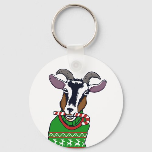 Goat Christmas Sweater Keychain
