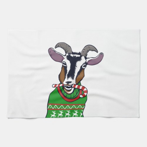 Goat Christmas Sweater Kitchen Towel