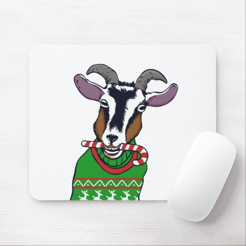 Goat Christmas Sweater Mouse Pad