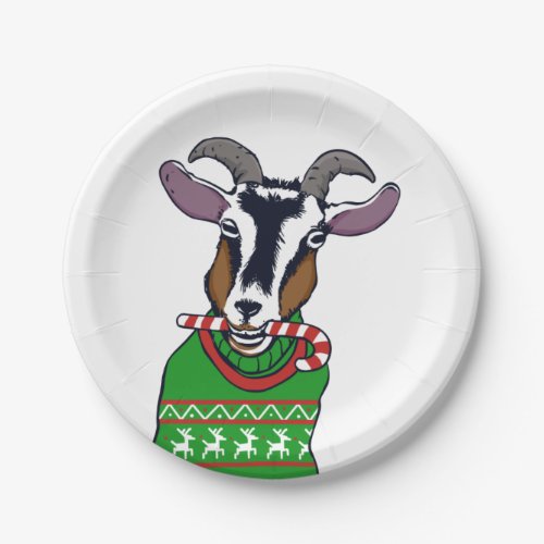 Goat Christmas Sweater Paper Plates