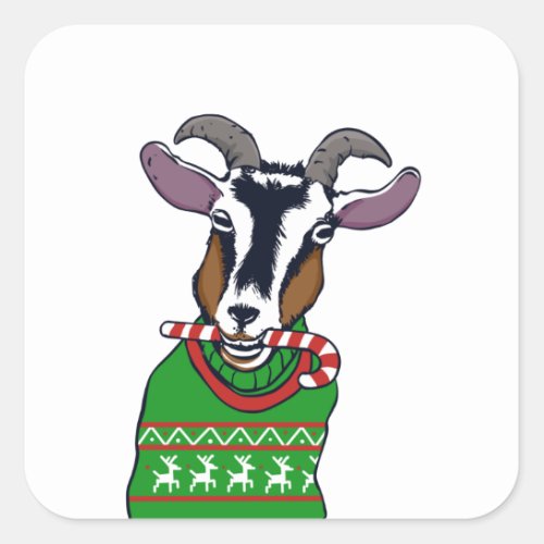 Goat Christmas Sweater Square Sticker