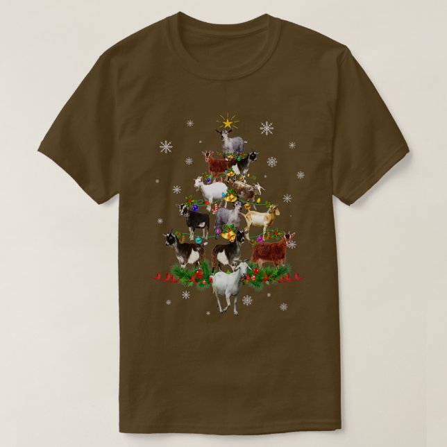 Goat Christmas Tree Snow Funny Goat Xmas Gift  T-Shirt (Design Front)