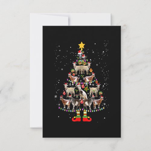 Goat Christmas Tree Snow Funny Goat Xmas Matching Thank You Card