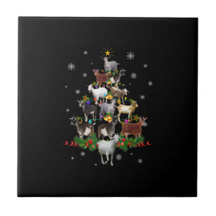 Goat Christmas Tree Snow Goat Xmas Ceramic Tile