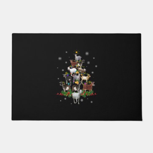 Goat Christmas Tree Snow Goat Xmas Doormat