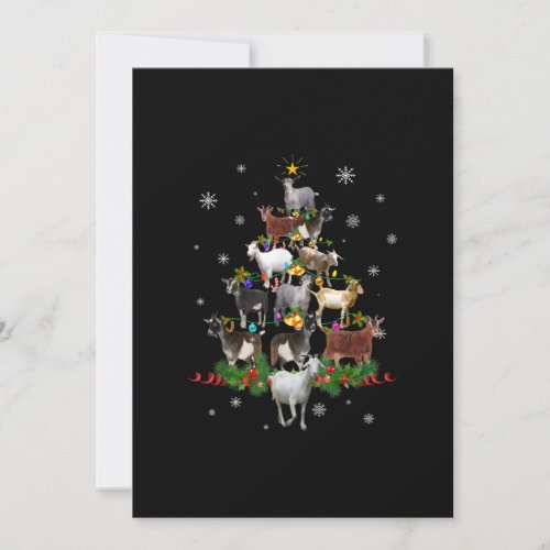 Goat Christmas Tree Snow Goat Xmas Holiday Card