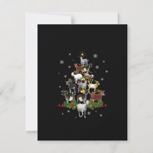 Goat Christmas Tree Snow Goat Xmas Invitation