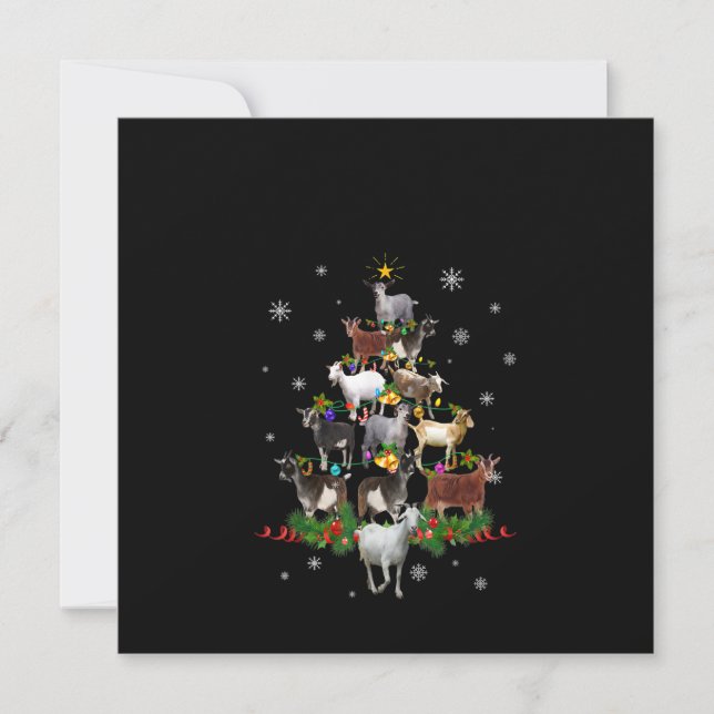 Goat Christmas Tree Snow Goat Xmas Invitation (Front)