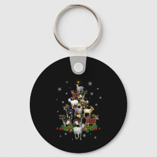 Goat Christmas Tree Snow Goat Xmas Keychain