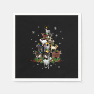 Goat Christmas Tree Snow Goat Xmas Napkins