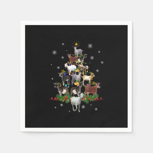 Goat Christmas Tree Snow Goat Xmas Napkins