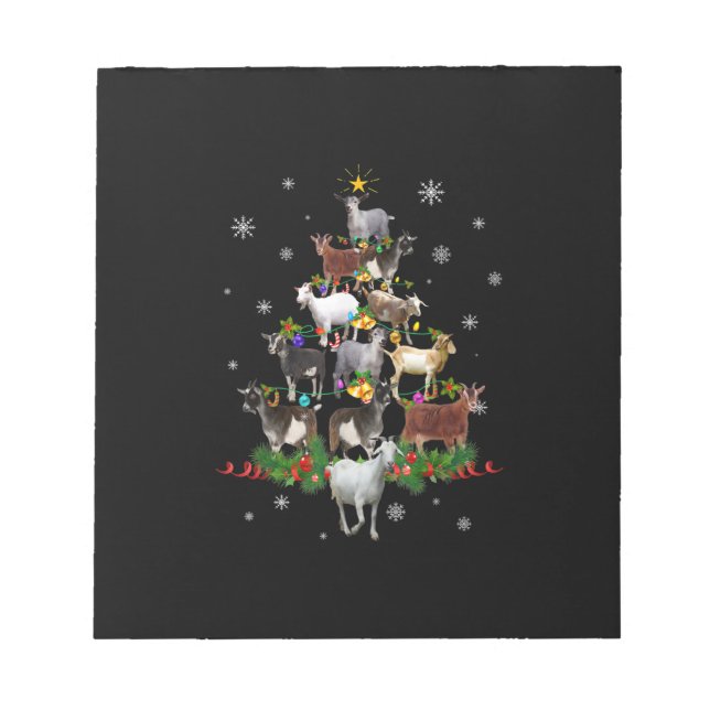 Goat Christmas Tree Snow Goat Xmas Notepad (Front)