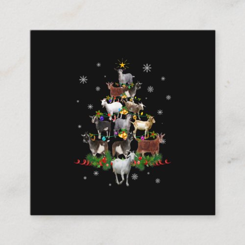 Goat Christmas Tree Snow Goat Xmas Square Business Card