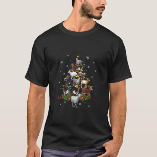 Goat Christmas Tree Snow Goat Xmas T_Shirt