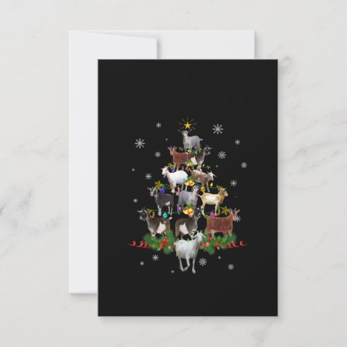Goat Christmas Tree Snow Goat Xmas Thank You Card