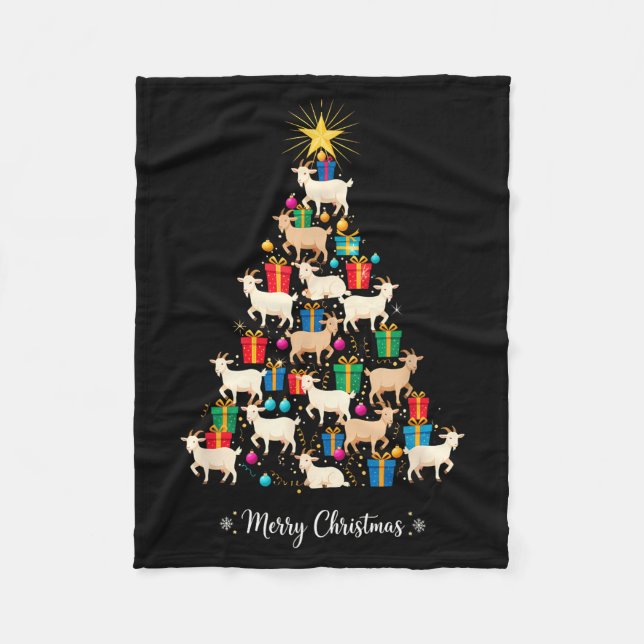 Goat Christmas Tree Xmas Holiday Men &amp; Women  Fleece Blanket (Front)