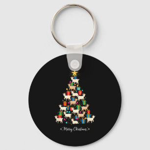 Goat Christmas Tree Xmas Holiday Men & Women Keychain