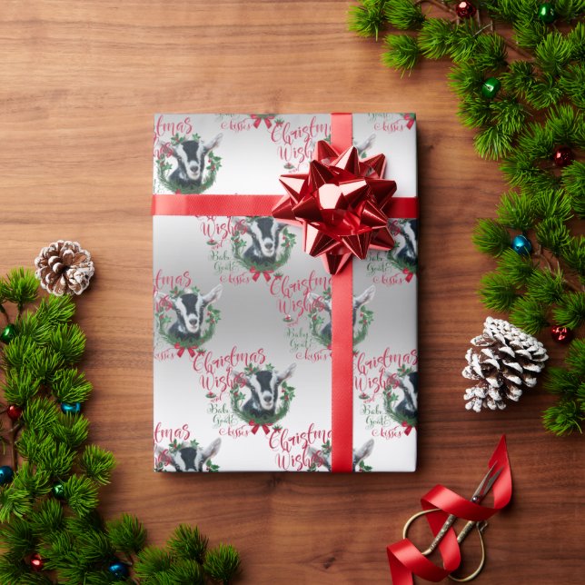 GOAT | Christmas Wishes Baby Goat Kisses Alpine Wr Wrapping Paper (Holiday Gift)