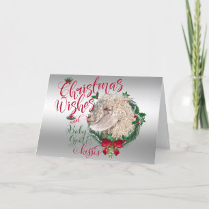 GOAT   Christmas Wishes Baby Goat Kisses Angora Holiday Card
