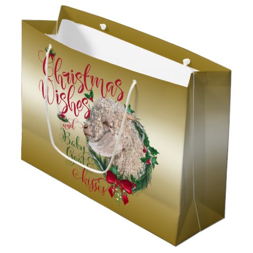 GOAT  Christmas Wishes Baby Goat Kisses Angora Large Gift Bag