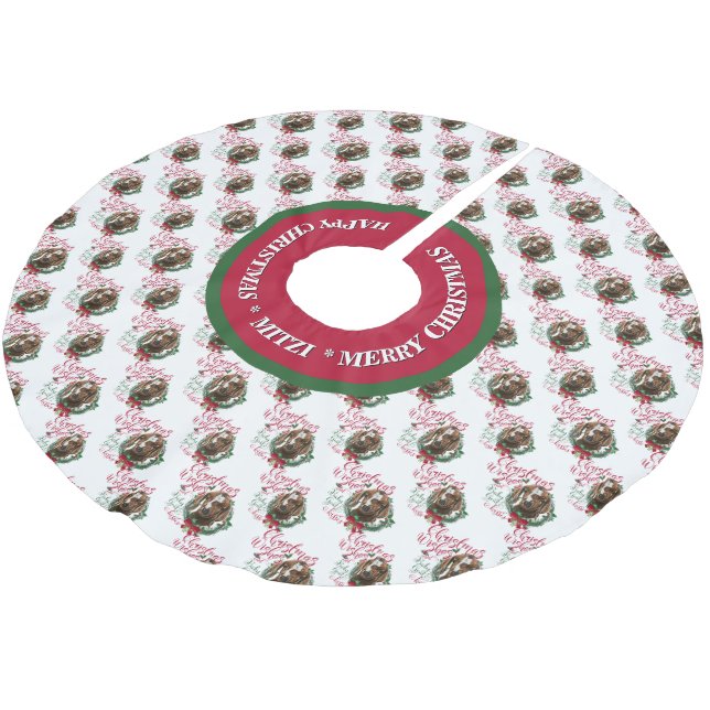 GOAT | Christmas Wishes Baby Goat Kisses Boer Brushed Polyester Tree Skirt (Angled)