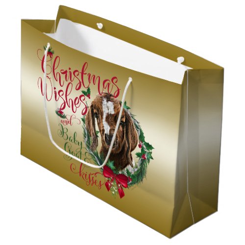 GOAT  Christmas Wishes Baby Goat Kisses Boer Large Gift Bag