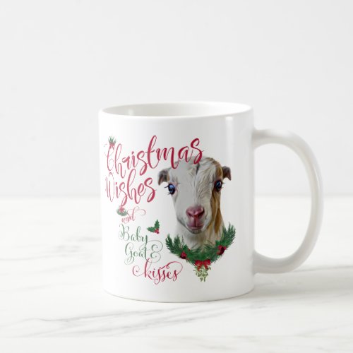 GOAT  Christmas Wishes Baby Goat Kisses LaMancha Coffee Mug