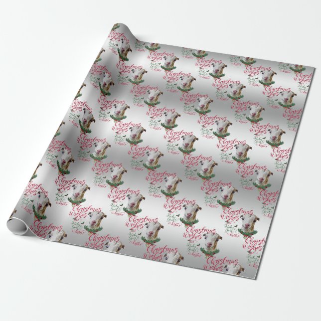 GOAT | Christmas Wishes Baby Goat Kisses LaMancha Wrapping Paper (Unrolled)