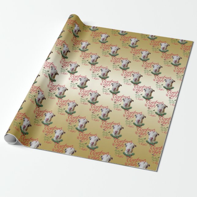 GOAT | Christmas Wishes Baby Goat Kisses LaMancha Wrapping Paper (Unrolled)
