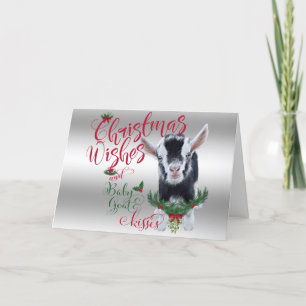GOAT Christmas Wishes Baby Goat Kisses Nigerian Holiday Card