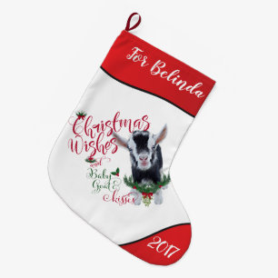 GOAT Christmas Wishes Baby Goat Kisses Nigerian Large Christmas Stocking