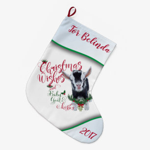 GOAT Christmas Wishes Baby Goat Kisses Nigerian Large Christmas Stocking