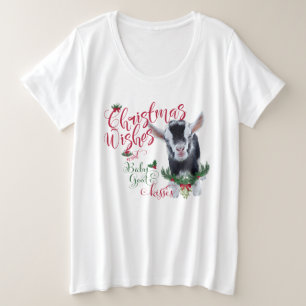 GOAT   Christmas Wishes Baby Goat Kisses Nigerian Plus Size T-Shirt