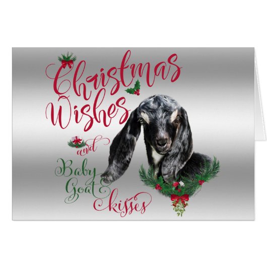 GOAT | Christmas Wishes Baby Goat Kisses Nubian (Front Horizontal)