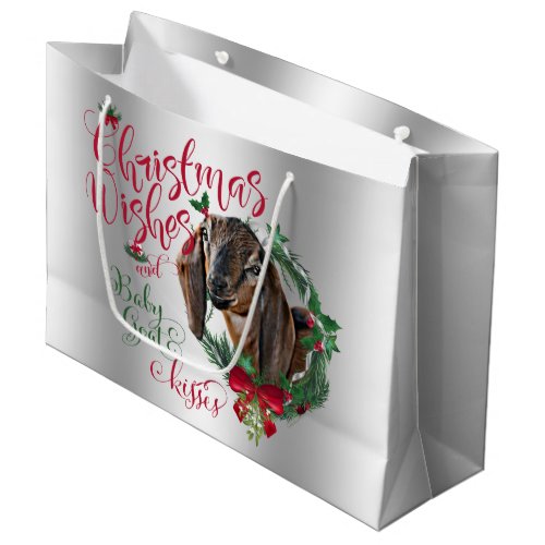 GOAT  Christmas Wishes Baby Goat Kisses Nubian 2 Large Gift Bag