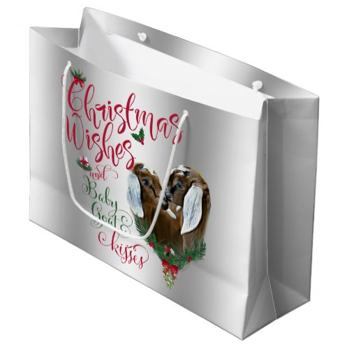 GOAT  Christmas Wishes Baby Goat Kisses Nubian 3 Large Gift Bag