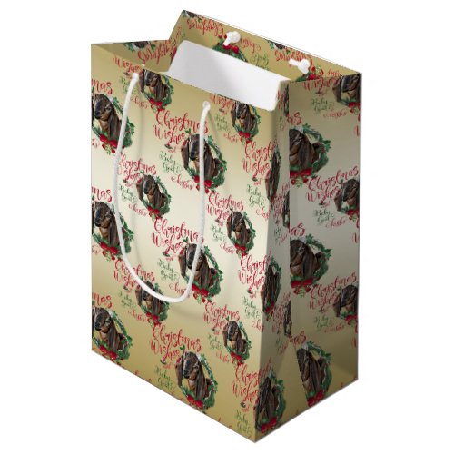 GOAT  Christmas Wishes Baby Goat Kisses Nubian 3 Medium Gift Bag