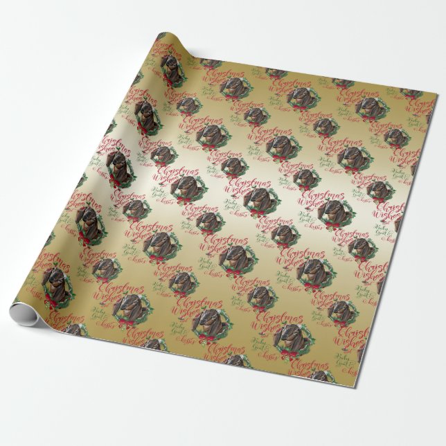 GOAT | Christmas Wishes Baby Goat Kisses Nubian 3 Wrapping Paper (Unrolled)