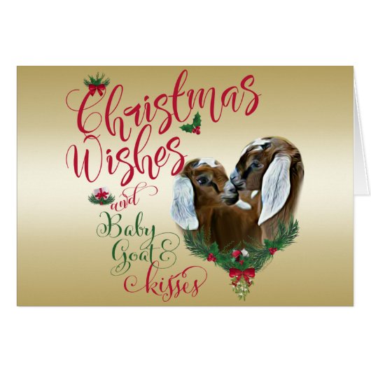 GOAT | Christmas Wishes Baby Goat Kisses Nubians (Front Horizontal)