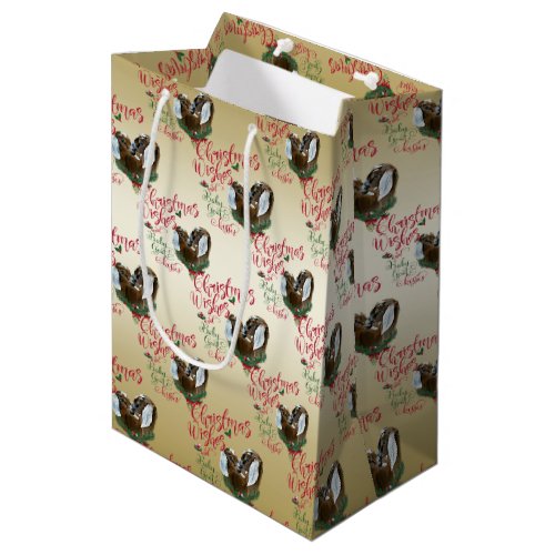 GOAT  Christmas Wishes Baby Goat Kisses Nubians Medium Gift Bag