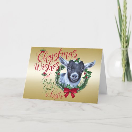 GOAT  Christmas Wishes Baby Goat Kisses Pygmy Holiday Card