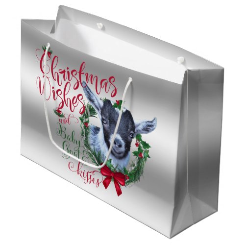 GOAT  Christmas Wishes Baby Goat Kisses Pygmy Large Gift Bag