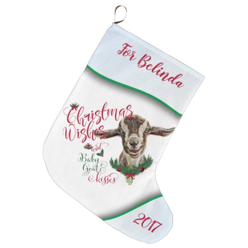 GOAT  Christmas Wishes Baby Goat Kisses Togg Large Christmas Stocking