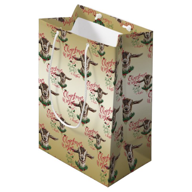 GOAT | Christmas Wishes Baby Goat Kisses Togg Medium Gift Bag (Front Angled)